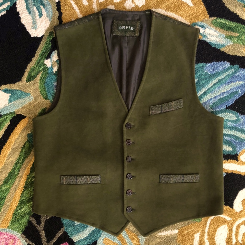 Orvis Brushed Cotton/Wool Tweed Button Down Vest